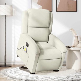 Sillón reclinable de masaje eléctrico elevable terciopelo crema en Sillones | Comprar online en Foru.es