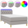 Cama box spring con colchón tela y LED gris claro 80x200 cm de , Camas y somieres - Ref: Foro24-3133909, Precio: 287,67 €, De...
