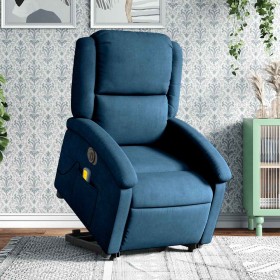 Sillón reclinable de masaje eléctrico elevable terciopelo azul en Sillones | Comprar online en Foru.es