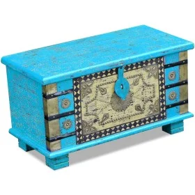 Baúl de almacenamiento madera de mango azul 80x40x45 cm de vidaXL, Baúles de almacenamiento - Ref: Foro24-243332, Precio: 193...