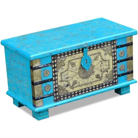 Baúl de almacenamiento madera de mango azul 80x40x45 cm de vidaXL, Baúles de almacenamiento - Ref: Foro24-243332, Precio: 193...