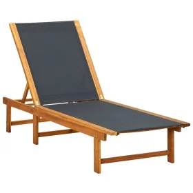 Tumbona de madera maciza de acacia y textileno de vidaXL, Tumbonas - Ref: Foro24-41745, Precio: 158,17 €, Descuento: %