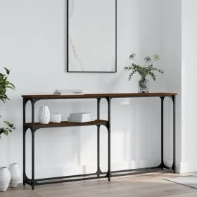 Mesa consola madera de ingeniería marrón roble 145x22,5x75 cm de , Mesas auxiliares - Ref: Foro24-834099, Precio: 48,27 €, De...