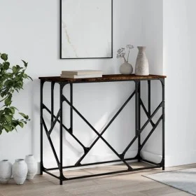 Mesa consola madera de ingeniería roble ahumado 100x40x80 cm de , Mesas auxiliares - Ref: Foro24-834117, Precio: 51,99 €, Des...