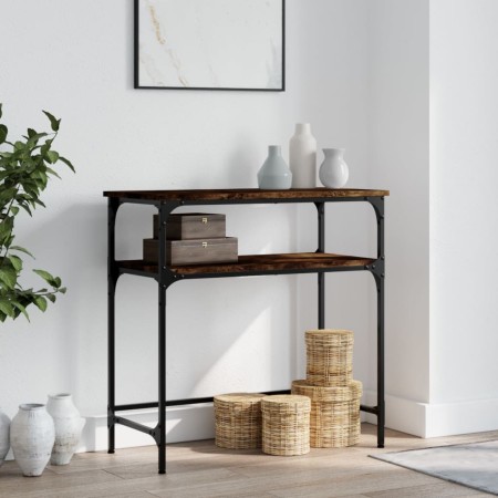 Mesa consola madera de ingeniería roble ahumado 75x35,5x75 cm de , Mesas auxiliares - Ref: Foro24-834052, Precio: 42,29 €, De...