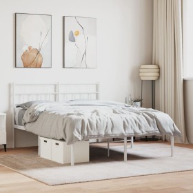 Estructura de cama de metal con cabecero blanca 120x190 cm de , Camas y somieres - Ref: Foro24-355705, Precio: 89,99 €, Descu...