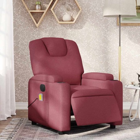 Sillón de masaje reclinable eléctrico tela rojo tinto en Sillones | Comprar online en Foru.es