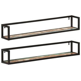 Estantes de pared 2 uds madera maciza mango hierro 110x17x17 cm de , Estantes y estanterías - Ref: Foro24-353793, Precio: 88,...