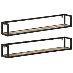 Estantes de pared 2 uds madera maciza mango hierro 110x17x17 cm de , Estantes y estanterías - Ref: Foro24-353793, Precio: 86,...