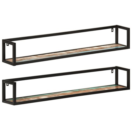 Estantes de pared 2 uds madera maciza mango hierro 110x17x17 cm de , Estantes y estanterías - Ref: Foro24-353793, Precio: 88,...
