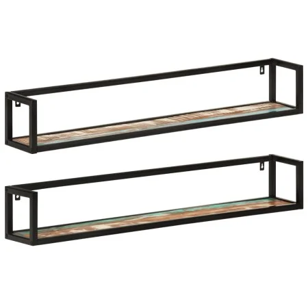 Estantes de pared 2 uds madera maciza mango hierro 110x17x17 cm de , Estantes y estanterías - Ref: Foro24-353793, Precio: 86,...