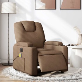 Sillón reclinable de masaje eléctrico tela marrón en Sillones | Comprar online en Foru.es