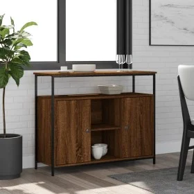 Aparador de madera de ingeniería roble marrón 100x35x80 cm de , Aparadores - Ref: Foro24-835503, Precio: 105,15 €, Descuento: %