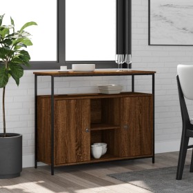 Aparador de madera de ingeniería roble marrón 100x35x80 cm de , Aparadores - Ref: Foro24-835503, Precio: 106,67 €, Descuento: %