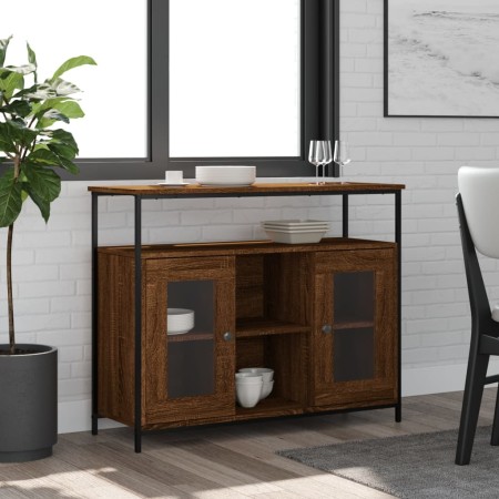 Aparador de madera de ingeniería roble marrón 100x35x80 cm de , Aparadores - Ref: Foro24-835508, Precio: 96,95 €, Descuento: %