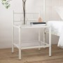 Mesita de noche metal vidrio blanco transparente 45x34,5x60,5cm de vidaXL, Mesitas de noche - Ref: Foro24-325090, Precio: 31,...