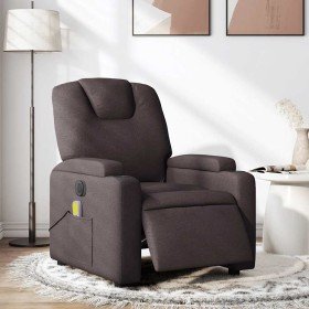 Sillón reclinable de masaje eléctrico tela marrón oscuro en Sillones | Comprar online en Foru.es