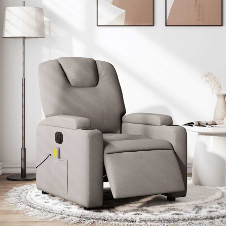 Sillón reclinable de masaje eléctrico tela gris taupe en Sillones | Comprar online en Foru.es