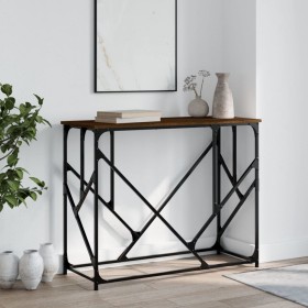 Mesa consola madera de ingeniería marrón roble 100x40x80 cm de , Mesas auxiliares - Ref: Foro24-834119, Precio: 54,60 €, Desc...