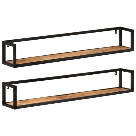 Estantes de pared 2 uds madera maciza mango hierro 110x17x17 cm de , Estantes y estanterías - Ref: Foro24-353792, Precio: 92,...