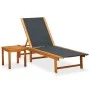 Liege mit Tisch aus massivem Akazienholz und Textilene von vidaXL, Liegen - Ref: Foro24-41746, Preis: 172,80 €, Rabatt: %
