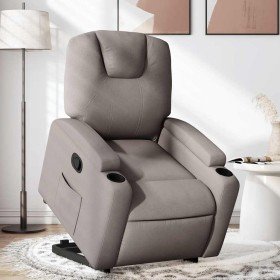 Sillón reclinable elevable tela gris taupe en Sillones | Comprar online en Foru.es