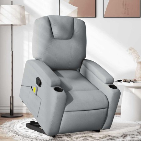 Sillón de masaje reclinable de pie de tela gris claro en Sillones | Comprar online en Foru.es