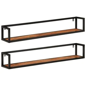 Estantes de pared 2 uds madera maciza mango hierro 110x17x17 cm de , Estantes y estanterías - Ref: Foro24-353794, Precio: 87,...