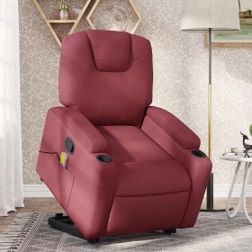 Sillón reclinable de masaje elevable tela rojo tinto en Sillones | Comprar online en Foru.es