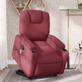 Sillón reclinable de masaje elevable tela rojo tinto en Sillones | Comprar online en Foru.es