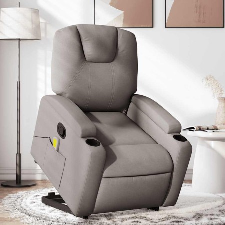 Sillón reclinable de masaje elevable tela gris taupé en Sillones | Comprar online en Foru.es