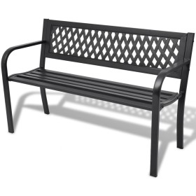 Banco de jardín de acero negro 118 cm de vidaXL, Bancos de jardín - Ref: Foro24-42169, Precio: 108,00 €, Descuento: %