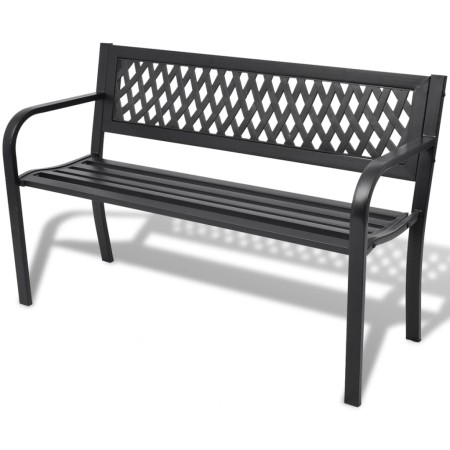 Banco de jardín de acero negro 118 cm de vidaXL, Bancos de jardín - Ref: Foro24-42169, Precio: 108,00 €, Descuento: %