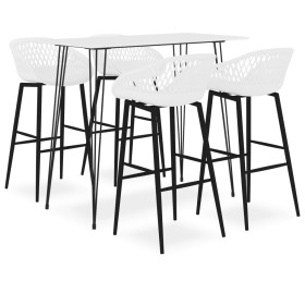 Mesa alta y taburetes de bar 5 piezas blanco de , muebles para cocinas y comedores - Ref: Foro24-3057404, Precio: 352,45 €, D...