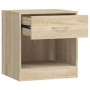 Mesitas de noche 2 unidades con un cajón y estante color roble de vidaXL, Mesitas de noche - Ref: Foro24-242546, Precio: 54,5...