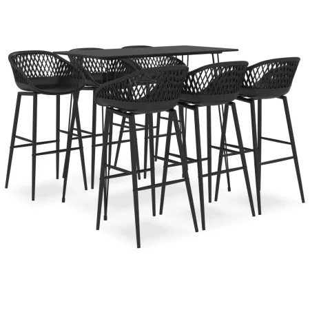 Mesa alta y taburetes de bar 7 piezas negro de , muebles para cocinas y comedores - Ref: Foro24-3057389, Precio: 600,06 €, De...