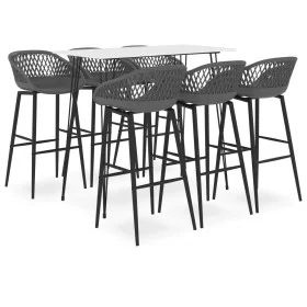 Mesa alta y taburetes de bar 7 piezas blanco y gris de , muebles para cocinas y comedores - Ref: Foro24-3057419, Precio: 543,...