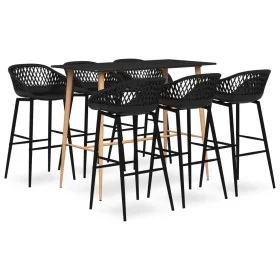 Mesa alta y taburetes de bar 7 piezas negro de , muebles para cocinas y comedores - Ref: Foro24-3057473, Precio: 608,34 €, De...