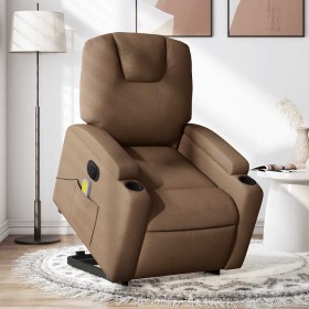Sillón de masaje eléctrico reclinable elevable tela marrón en Sillones | Comprar online en Foru.es