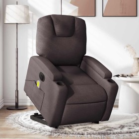 Sillón masaje eléctrico reclinable elevable tela marrón oscuro en Sillones | Comprar online en Foru.es