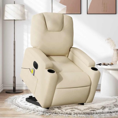 Sillón de masaje eléctrico reclinable elevable tela crema en Sillones | Comprar online en Foru.es