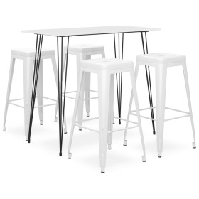 Mesa alta y taburetes de bar 5 piezas blanco de , muebles para cocinas y comedores - Ref: Foro24-3057402, Precio: 511,43 €, D...
