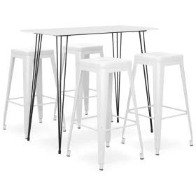 Mesa alta y taburetes de bar 5 piezas blanco de , muebles para cocinas y comedores - Ref: Foro24-3057402, Precio: 471,43 €, D...