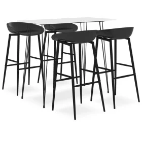 Mesa alta y taburetes de bar de 5 piezas blanco y negro de , muebles para cocinas y comedores - Ref: Foro24-3057409, Precio: ...