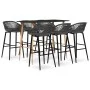 Mesa alta y taburetes de bar 7 piezas negro y gris de , muebles para cocinas y comedores - Ref: Foro24-3057475, Precio: 551,6...