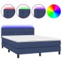 Cama box spring colchón y luces LED tela azul 140x200 cm de , Camas y somieres - Ref: Foro24-3133483, Precio: 447,80 €, Descu...