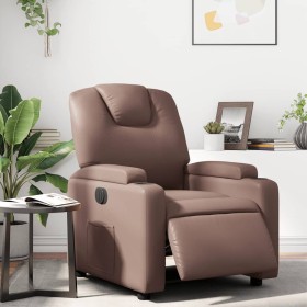 Sillón reclinable eléctrico de cuero sintético marrón en Sillones | Comprar online en Foru.es