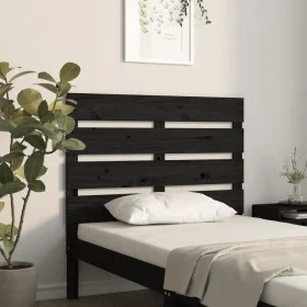 Cabecero de cama madera maciza de pino negro 100x3x80 cm de , Cabeceros y pies de cama - Ref: Foro24-821336, Precio: 35,59 €,...