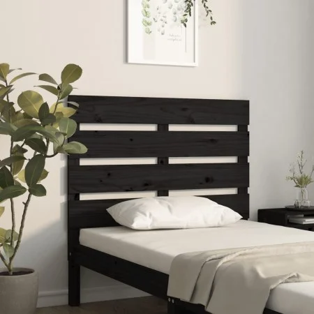 Cabecero de cama madera maciza de pino negro 100x3x80 cm de , Cabeceros y pies de cama - Ref: Foro24-821336, Precio: 35,59 €,...