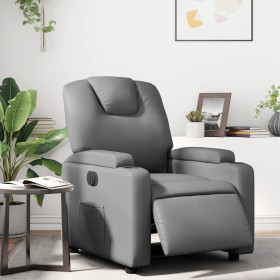 Sillón reclinable eléctrico de cuero sintético gris en Sillones | Comprar online en Foru.es
